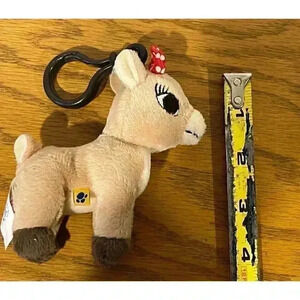 Rudolph‎ Girl with bow 4” plush with key loop